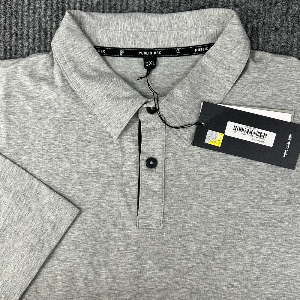 New Public Rec Shirt Go-To‎ Performance Mens 2XL Gray Golf Polo Pima Blend